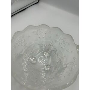 MIKASA Frosted Glass Reindeer & Star Footed Basket With Plastic Handle